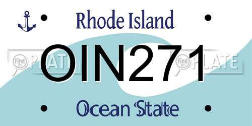 OIN271 Rhode Island License Plate