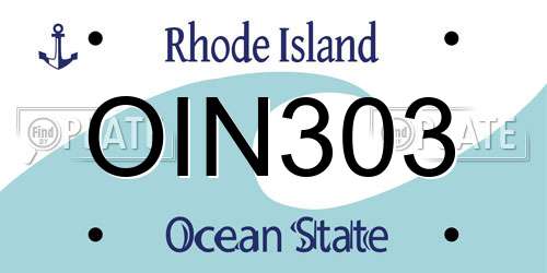 OIN303 Rhode Island License Plate