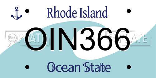 OIN366 Rhode Island License Plate