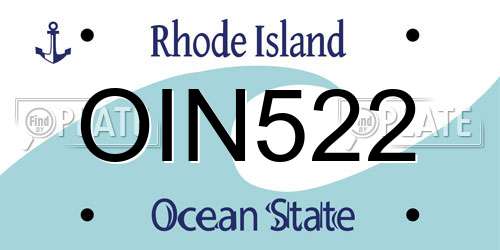 OIN522 Rhode Island License Plate