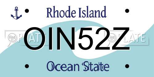 OIN52Z Rhode Island License Plate