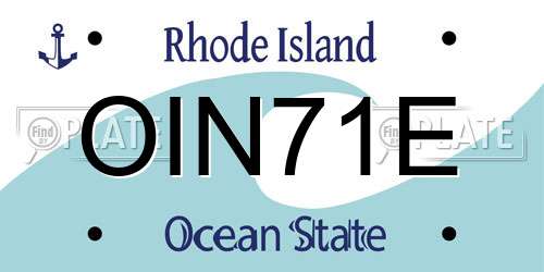 OIN71E Rhode Island License Plate