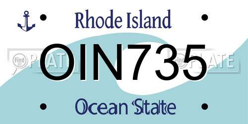 OIN735 Rhode Island License Plate