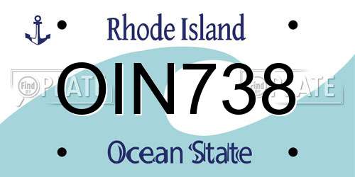 OIN738 Rhode Island License Plate
