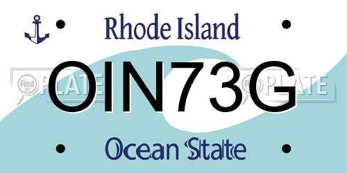 OIN73G Rhode Island License Plate