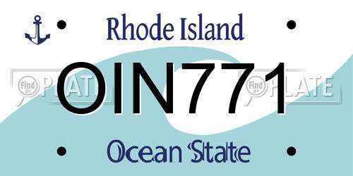 OIN771 Rhode Island License Plate