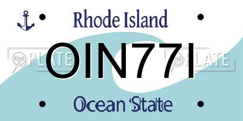 OIN77I Rhode Island License Plate