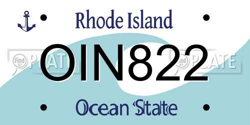 OIN822 Rhode Island License Plate