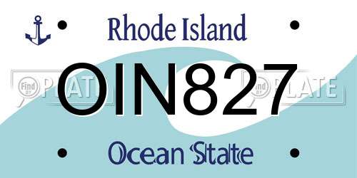 OIN827 Rhode Island License Plate