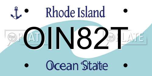 OIN82T Rhode Island License Plate