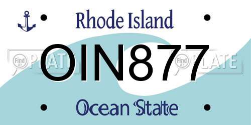 OIN877 Rhode Island License Plate