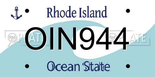 OIN944 Rhode Island License Plate