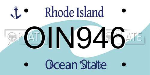 OIN946 Rhode Island License Plate