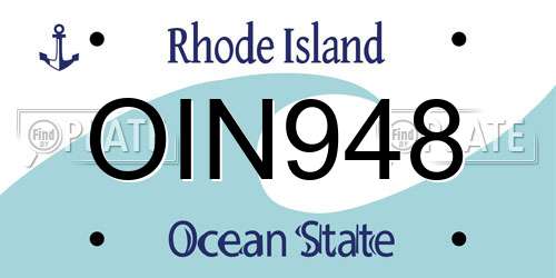 OIN948 Rhode Island License Plate