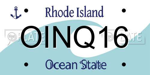 OINQ16 Rhode Island License Plate