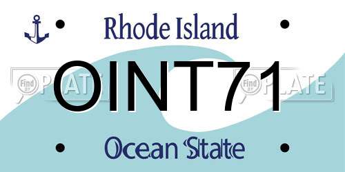 OINT71 Rhode Island License Plate