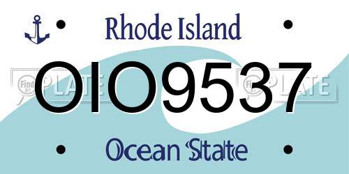 OIO9537 Rhode Island License Plate