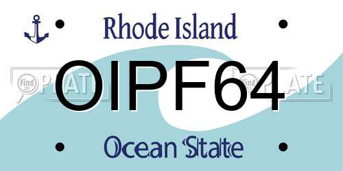 OIPF64 Rhode Island License Plate