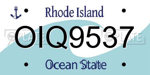 OIQ9537 Rhode Island License Plate