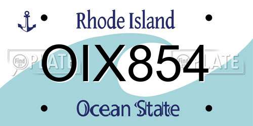 OIX854 Rhode Island License Plate