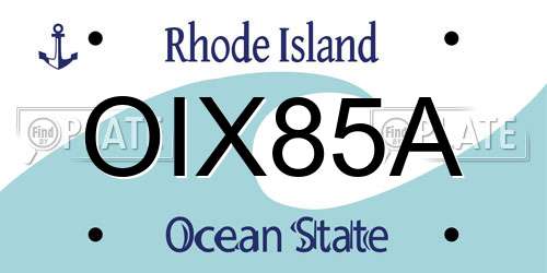 OIX85A Rhode Island License Plate