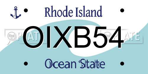 OIXB54 Rhode Island License Plate