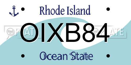OIXB84 Rhode Island License Plate