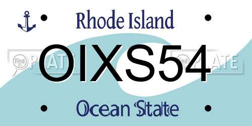 OIXS54 Rhode Island License Plate