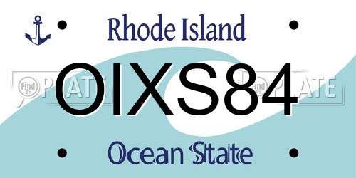OIXS84 Rhode Island License Plate