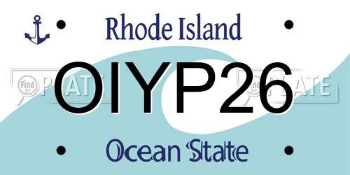 OIYP26 Rhode Island License Plate