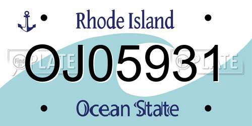 OJ05931 Rhode Island License Plate