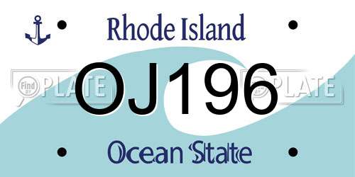 OJ196 Rhode Island License Plate