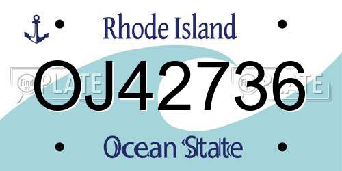 OJ42736 Rhode Island License Plate