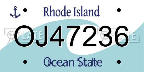 OJ47236 Rhode Island License Plate