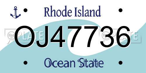 OJ47736 Rhode Island License Plate