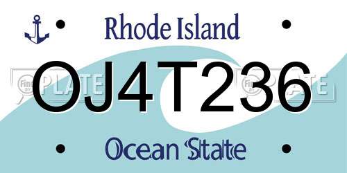 OJ4T236 Rhode Island License Plate