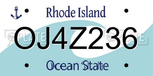 OJ4Z236 Rhode Island License Plate