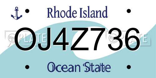OJ4Z736 Rhode Island License Plate