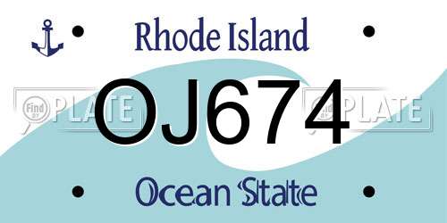 OJ674 Rhode Island License Plate