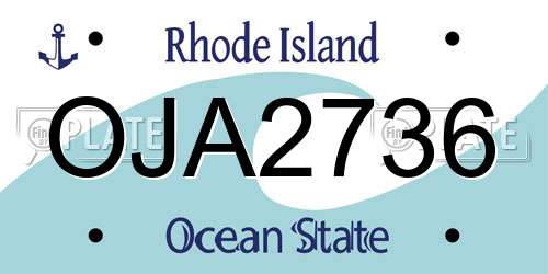OJA2736 Rhode Island License Plate