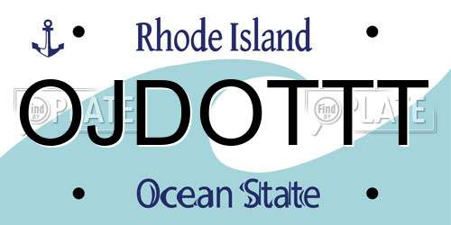 OJDOTTT Rhode Island License Plate