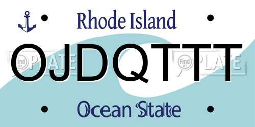 OJDQTTT Rhode Island License Plate