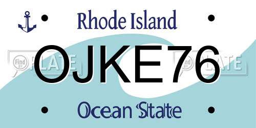 OJKE76 Rhode Island License Plate