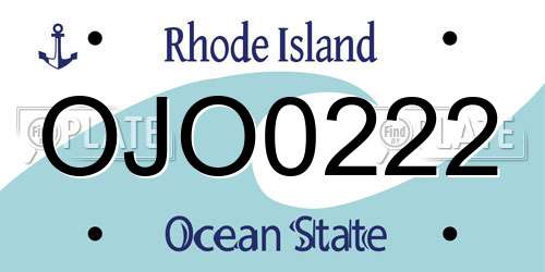 OJO0222 Rhode Island License Plate