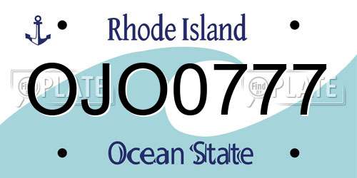 OJO0777 Rhode Island License Plate