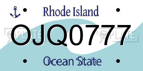 OJQ0777 Rhode Island License Plate
