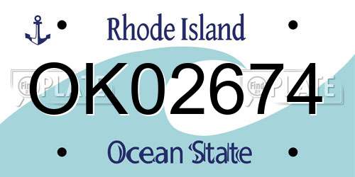 OK02674 Rhode Island License Plate