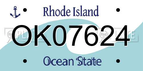 OK07624 Rhode Island License Plate