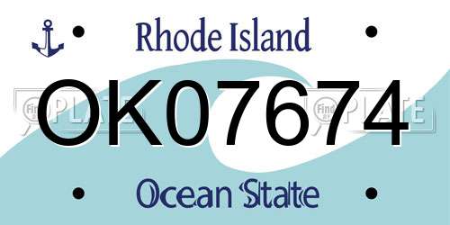 OK07674 Rhode Island License Plate