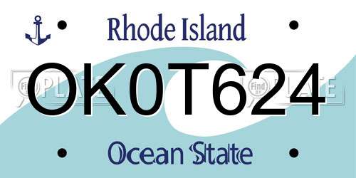 OK0T624 Rhode Island License Plate